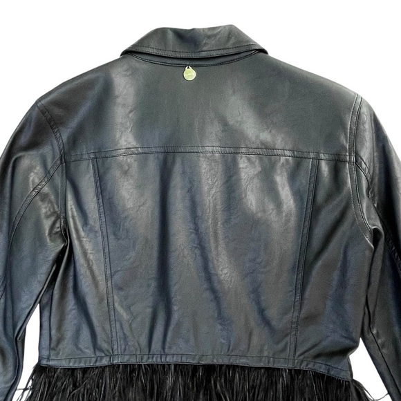 Lolitas&Lolos Black Cropped Leatherette Jacket S Feathers Snap Button Cute Goth - Picture 5 of 16